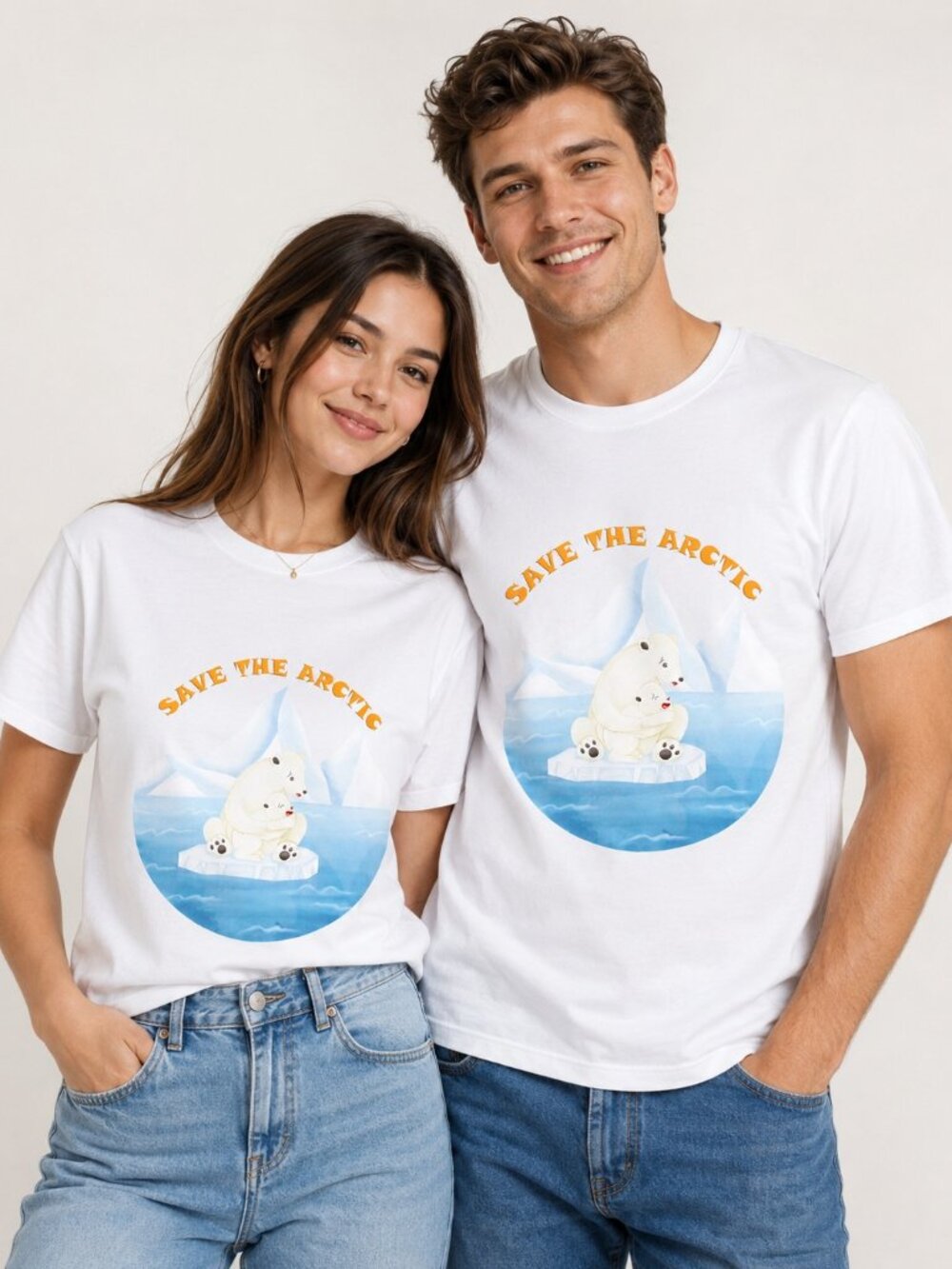 NWT Save the Arctic Polar Bear Unisex Cotton T-Shirt White S-XL